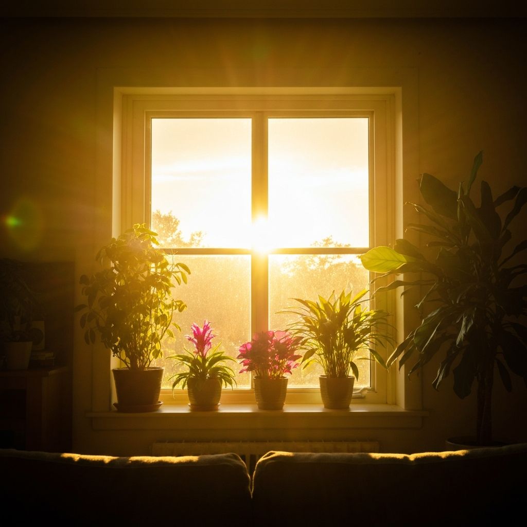 Natural bright window with sunlight